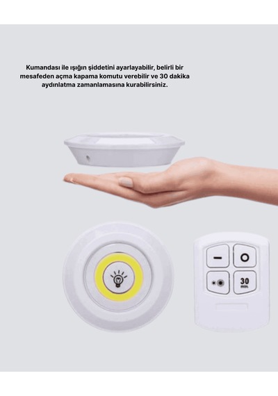 Kablosuz Gün Işığı Led Spot Lamba, 3'lü, Kumandalı çok renkli