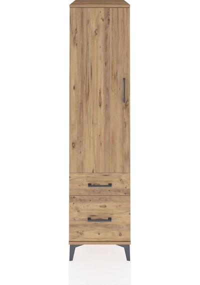 Kronos Dolap 4 Raflı 2 Çekmeceli Tek Kapaklı 44x59x182 Çam-çam Çam