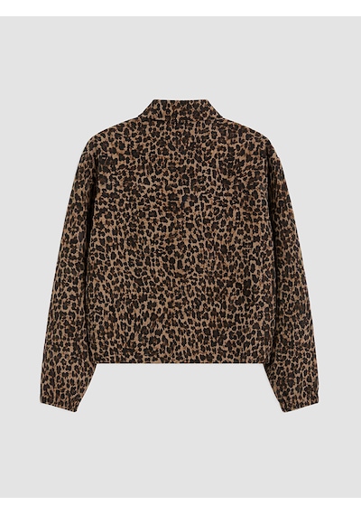 Lcwaıkıkı Classic Kahverengi Leopar Desenli Keten Karışımlı Kadın Ceket