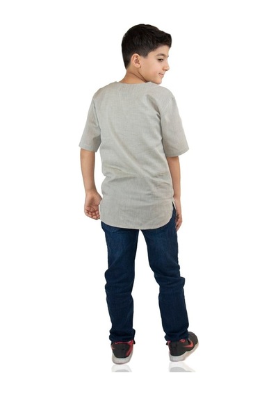 Eliş Şile Bezi Kısa Kol Şile Bezi Zımbalı Erkek Çocuk Tshirt Taş 3031