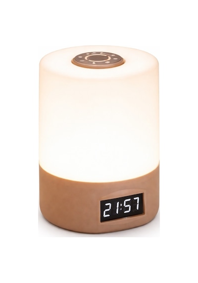 Polham 1200mah Şarjlı Saatli Dokunmatik Led Masa Lambası, 3 Işık Modlu, Parlaklık Ayarlı Gece Lambası Beyaz