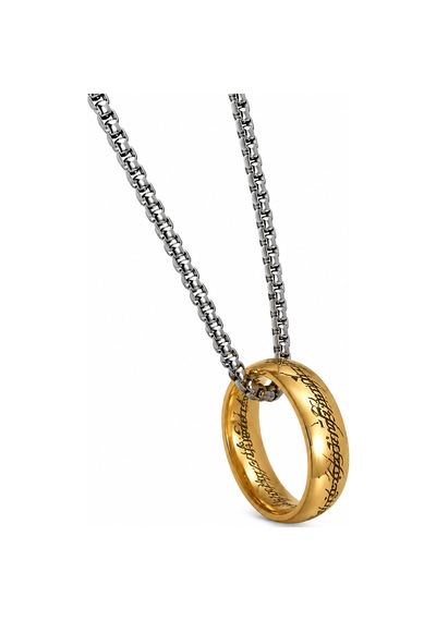 Lord Of The Rings Sırlar Yüzüğü Gold Kolye Güç Yüzüğü Temalı Paslanmaz Çelik Zincirli Unisex Kolye Altın - Gümüş