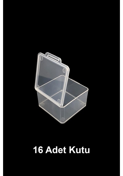 Plastik Şeffaf Küçük Kutu 4.5 x 4.5 x 2.5 CM 16 Adet Şeffaf