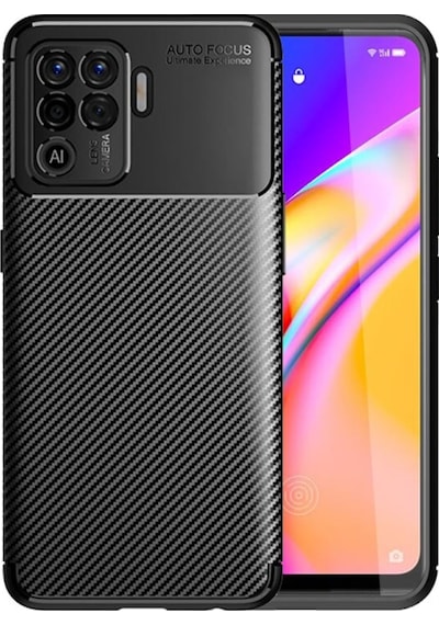 Oppo Reno 5 Lite Kılıf Karbon Tasarım Negro Silikon Kapak