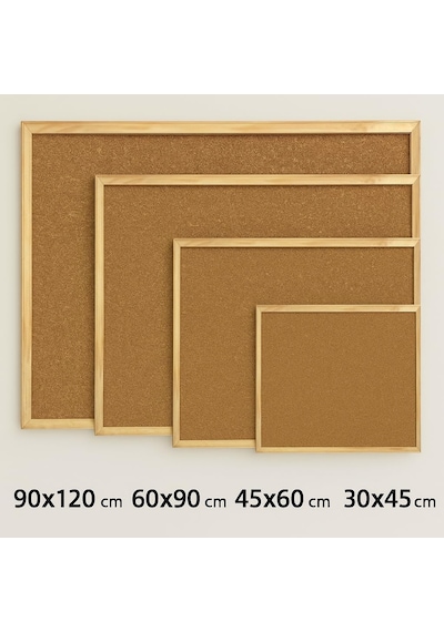 Doğal Ahşap Çerçeveli Mntar Pano 30x45 Ofis & Ev Tipi Mantar Pano Diğer