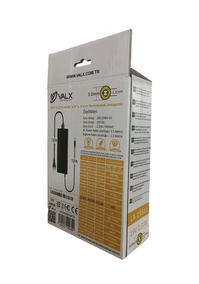 VALX LA-19311 19V 2.37A 45W 2.37 3.0 X 1.1 ASUS ADAPTÖR