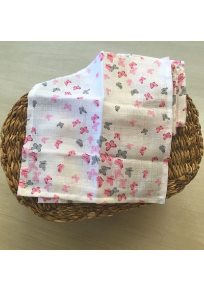 Müslin Bebek Ağız Bezi 10 Adet Beyaz - Pembe