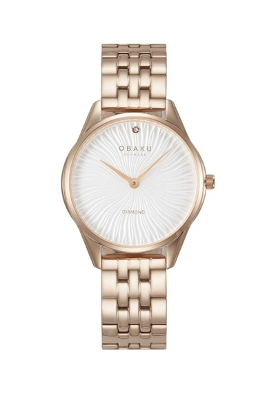 Obaku Denmark V297lxvısv Quartz Çelik Rose Beyaz Kadran Safir Cam 32 Mm Kadın Kol Saati Rose Gold