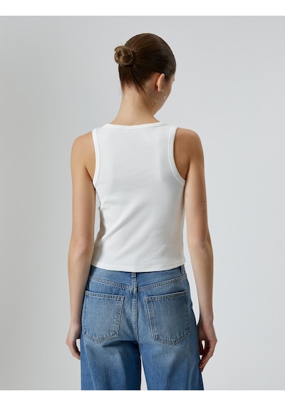 Koton Ribanalı Basic Atlet Pamuklu Slim Fit Ekru 4sal30006ık 4SAL30006IK010