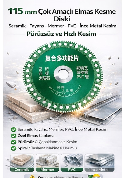 Senbang 115 Mm Çok Amaçlı Kesme Diski Seramik Fayans Mermer Pvc İnce Metal Kesim Pürüzsüz Kesim