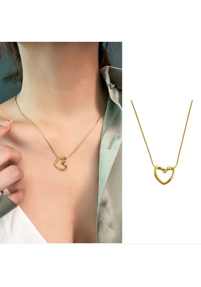 316l Çelik Zincir Gold Renk Kalp Model Kadın Kolye 5886-1492 Diğer