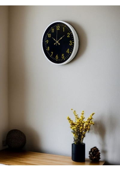 36 Cm Beyaz Klasik Duvar Saati Renkli