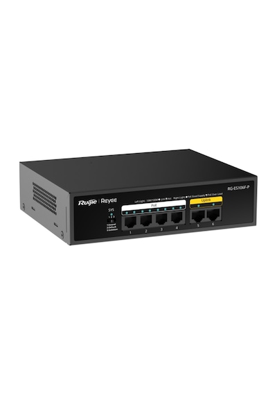 Ruıjıe Reyee Rg-es106f-p 6 Port Megabit Tak Çalıştır Switch, 2 Fast Ethernet Uplink, 4 Port Poe+ 54