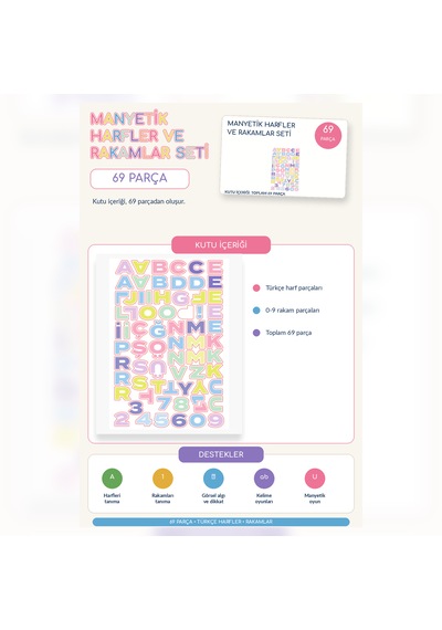 Eğitici Çocuk Oyuncağı Manyetik Puzzle Seti Harfler Ve Rakamlar