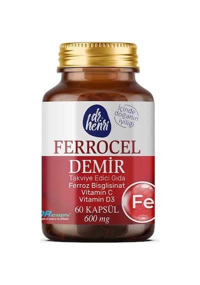 Ferrocel Demir Bisglisinat, Vitamin D3 Ve Vitamin C 60 Kapsül