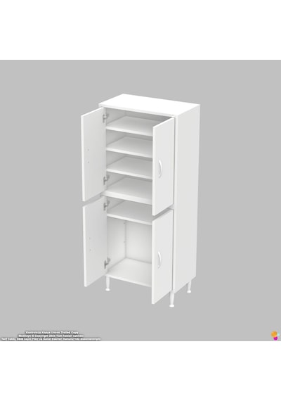 Efna Ayakkabılık - Kapaklı 4 Raf 6 Bölmeli Dar Alanlar İçin Çok Amaçlı Dolap 55 Cm Genişlik Beyaz