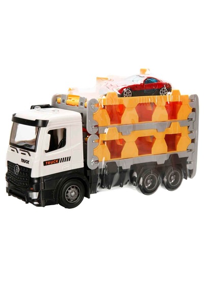 Maxx Wheels Sürtmeli Taşıyıcı Kamyon Fırlatıcılı Araçlı Açılıp Kapanabilen Taşıyıcı Tır Beyaz