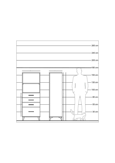 Hyperion Dolap 2 Raflı 4 Çekmeceli 60x44x163 Antrasit-aytaşı Antrasit