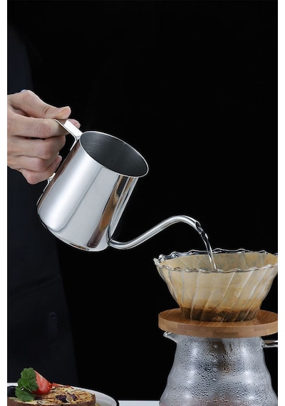 Çelik Ölçekli 350 Ml Ocak Üstü 7 Cup Fincan Espresso Sıcak Su İbriği Mt116 Gri