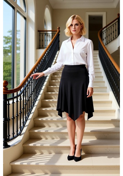 Benerly Kadın Asimetrik Midi Örme Etek %96 Polyester %4 Elastan Fonksiyon Siyah