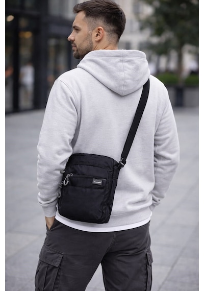 Sanmorris Unisex 5 Bölmeli Suya Dayanıklı Paraşüt Kumaş Organizer Çanta 25x21 Siyah