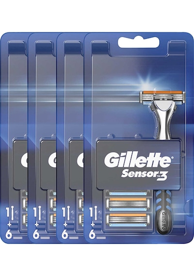 Gillette Sensor3 Tıraş Makinesi + Yedek Tıraş Bıçağı 4 x 6'lı