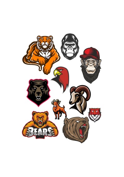 Agresif Hayvanlar Sticker Set-2 10 Parça Telefon, Tablet, Defter, Laptop Sticker