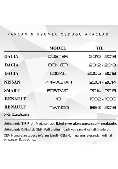 Renault Clio, Dacia Duster İçin Çamurluk Sinyali Noktalı 2 Adet