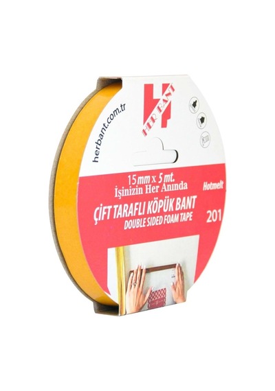 Her Bant Çift Taraflı Köpük Bant Askılı 15 Mm X 5 Metre