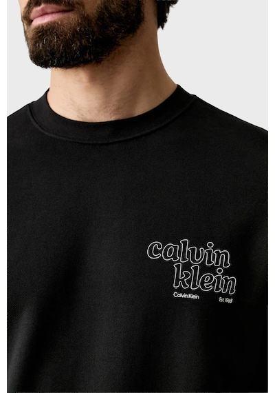 Calvin Klein % 100 Pamuk Logolu Regular Fit Bisiklet Yaka Sweat Lv04rg274gub1 Erkek Sweat Lv04rg274g Ub1 Siyah