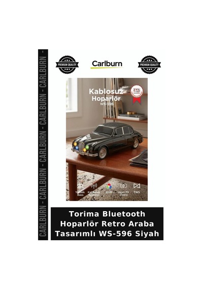 Delux Serisi Torima Bluetooth Hoparlör Retro Araba Tasarımlı Ws-596 Siyah Cihazı Arkadaşa Ev