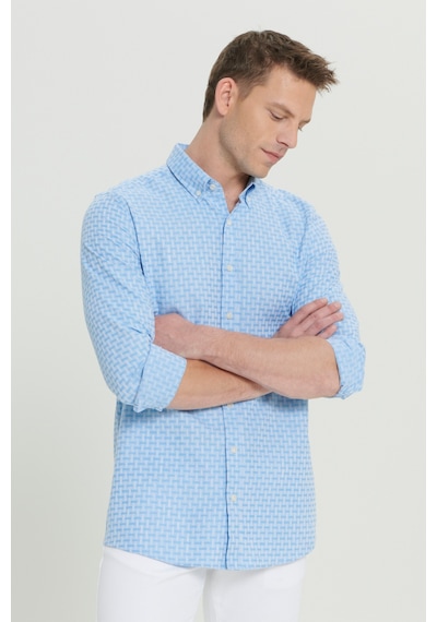 AC&Co / Altınyıldız Classics Erkek Acık Mavı %100 Pamuk Slim Fit Dar Kesim Düğmeli Yaka Armürlü Gömlek Acık Mavı AC&Co / Altınyıldız Classics Erkek Acık Mavı %100 Pamuk Slim Fit Dar Kesim Düğmeli Yaka Armürlü Gömlek Acık Mavı