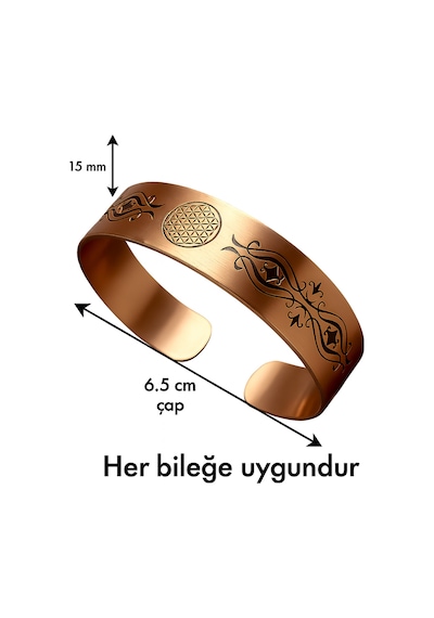 Kadın Bakır Bileklik Yaşam Çiçeği Lazer Kazımalı Kadın Bilezik Sürpriz Hediyeli Diğer