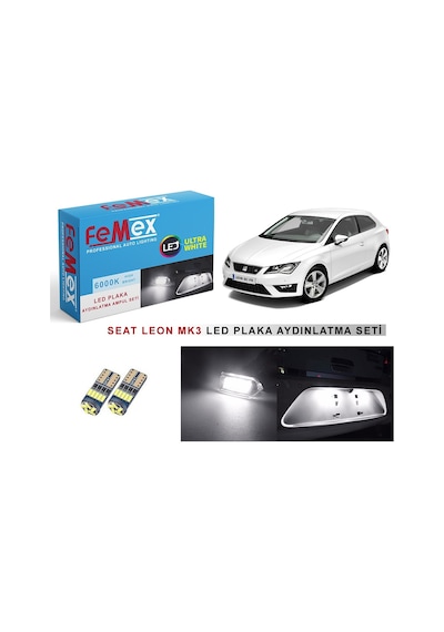 Seat Leon Mk3 Led Plaka Aydınlatma Ampul Seti Femex Parlak Beyaz