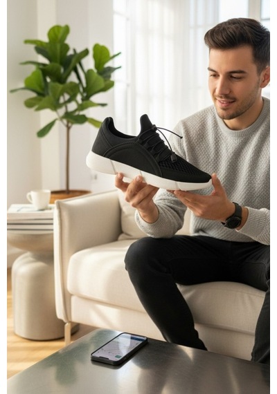Enoch Erkek Spor Ayakkabı Büzgülü Bağcık Sistemli Sneaker Pratik Giyim Siyah Yürüyüş Modeli Siyah