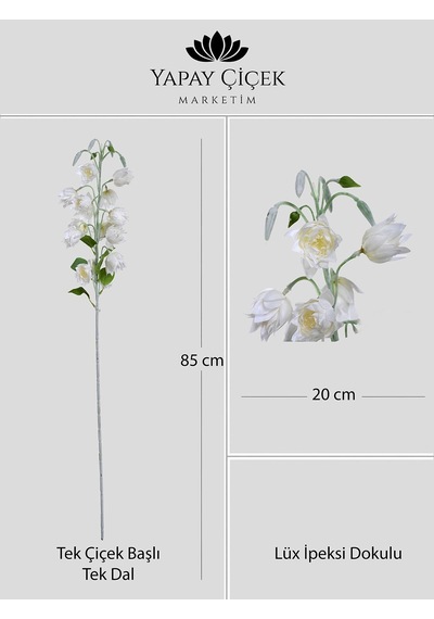 Beyaz Yapay Çan Çiçeği Tek Dal Lüx İpeksi Dokulu 85 Cm