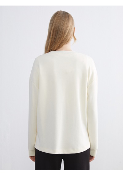 Lcw Everyday Beyaz Bisiklet Yaka Kadın Sweatshirt