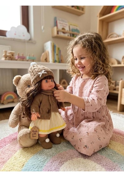 Lucia Girl Konuşan 35 Cm - Etkileşimli Kolları Bacakları Ve Kafası Et Kutulu Atkılı Oyuncak Bebek 36243727