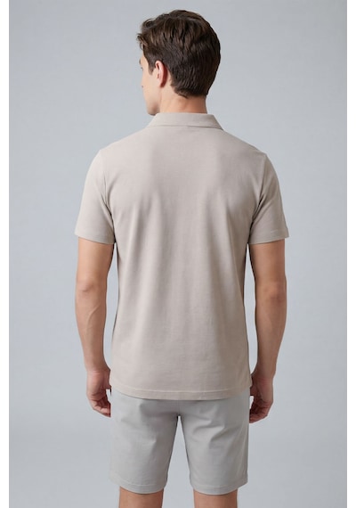 Bej Rahat Form Yumuşak Dokulu Polo Yaka Erkek T-shirt - 88496