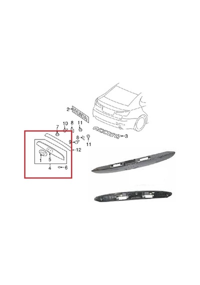 Hyundai - Accent Era 2006 - Arka Bagaj Plaka Üst Bakalit Accent Era 2006-