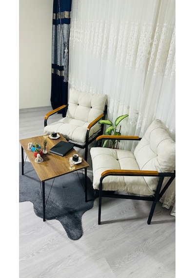 Madame Home Lale Balkon, Bahçe, Cafe Metal Kanepe Koltuk Takımı 2 Tekli + Sehpa Krem Madame Home Lale Balkon, Bahçe, Cafe Metal Kanepe Koltuk Takımı 2 Tekli + Sehpa Krem