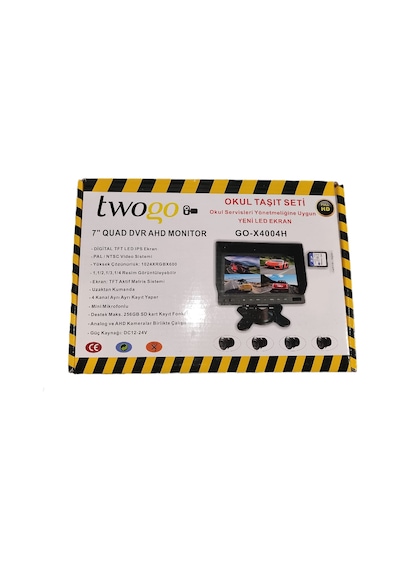 Twogo Okul Servis Taşıt Kayıt Cihazı Seti - Dvr 4 Kamera 7 Inc Ekran +monitör Twogo Go-x4004h