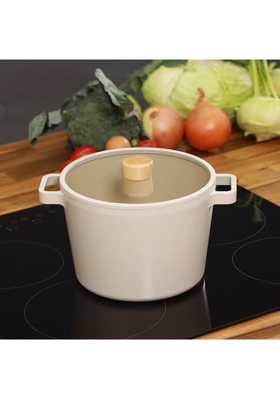 Fika Cam Kapaklı Alüminyum Döküm Derin Tencere 22Cm