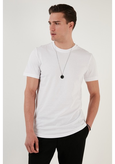 Buratti % 100 Pamuk Regular Fit Bisiklet Yaka T Shirt Erkek T Shirt 5902511 Beyaz