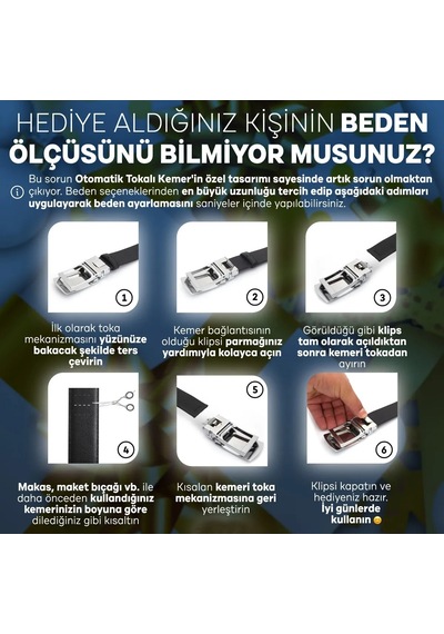 Başkent Çanta Deliksiz Kemer Otomatik Raylı Siyah