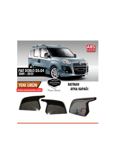 Fiat Doblo D3 D4 2009-2022 Uyumlu Batman Yarasa Ayna Kapağı Piano Black Abs Plastik 00 Şüscaroto Aksesuar