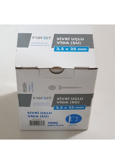 Knauf Profec Alçıpan Vidası Sivri. Uç Binlik 3,5x25 S
