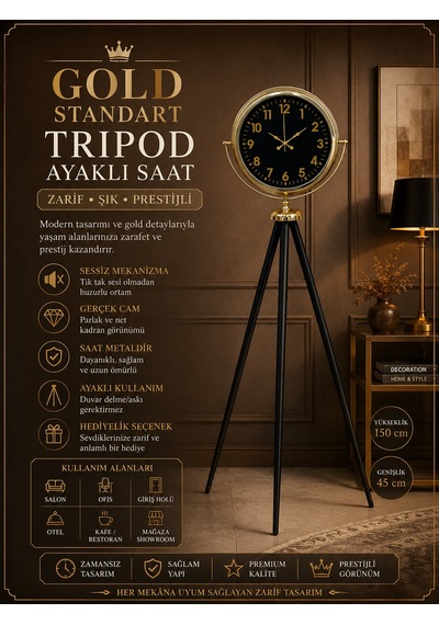 Gold Standart Tripod Ayaklı Saat