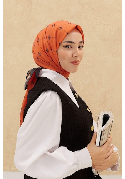Silk Home Olinda Eşarp - Turuncu Siyah - Turuncu Siyah