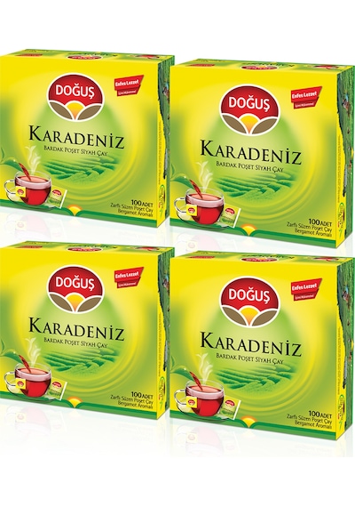 Doğuş Karadeniz Bergamot Aromalı Siyah Süzen Bardak Poşet Çay 4'lü 100 x 2 G